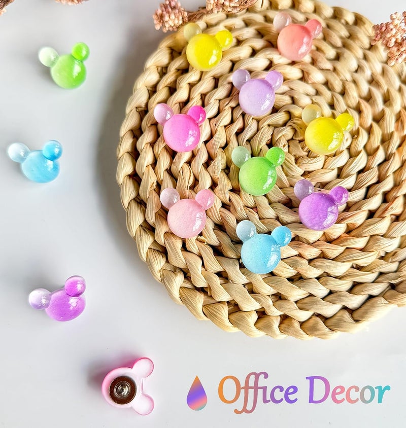 Tandarui 24 Pcs Thumb Tacks,Cute Push Pins,Colorful Decorative Pins,Mouse Tacks,for Bulletin Board,Cork Board,Class Decor Office or Home (24 Pcs - Gradient) - Image 5
